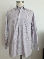【中古品】fil a fil(フィル・ア・フィル）フランス製 タブカラーシャツ　SIZE:3　Col:ホワイト/ブルー/レッドのストライプ