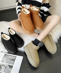 厚底ムートンブーツ 裏起毛ショートブーツ_2
