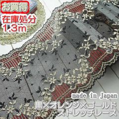 在庫処分幅広17.5cm幅 黒のラッセルストレッチレース(1.3ｍ)