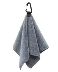 【特価商品】OZ UOMO マイクロファイバー タオル ループ付き カラビナ付き ゴルフ 約40×40cm 単品 (グレー)