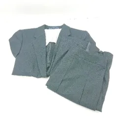 ◇ Θ LesMue レ ミュー スクエア柄 膝丈 シングル スーツ セットアップ サイズSS ネイビー レディース E  【1501230026475】