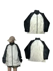 ヘッド オールドスクール 白 黒 エアジョーダン1 オーバーサイズ ウインドブレーカー ジャケット L