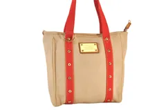 LOUIS VUITTON ルイヴィトン アンティグア カバ MM トートバッグ ベージュ レッド M40035 LV 1728N
