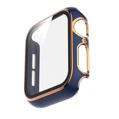 アップルウォッチ カバー ケース 【ネイビー×ローズゴールド】 ライン キラキラ apple watch series 6 SE 5 4 3 2 1 38mm 40mm 42mm 44mm 45mm