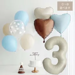 【 くすみ カラー ナンバーバルーン&ハート型バルーン ＆ 風船 セット　 お誕生日 飾り付け 記念日　Happy Birthday パーティー のための誕生日バルーン デコレーション 誕生日装飾 風船セット １歳　２歳　３歳　４歳　５歳　７歳　８歳　９歳