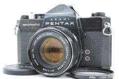 良品 ASAHI PENTAX SPOTMATIC SP ブラック 一眼レフイルムカメラ Super TAKUMAR 55ｍｍ f1.8 標準 単焦点 マニュアル オールドレンズ