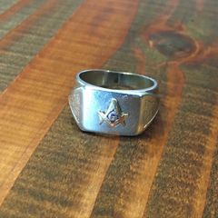 【Vintage Free Mason Silver Ring】ビンテージ フリーメイソン シルバーリング 指輪 16号相当 (1402－13)
