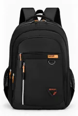 Fuji-cellar リュック 大容量 Lサイズ ポケット多い オックスフォード キャンプ用 防災 アウトドア 通勤 通学 旅行 登山 男女兼用(黒x橙,  ミディアム)