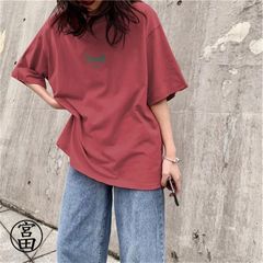 レディース半袖Tシャツ ゆったり着痩せシルエット 丸首プルオーバー カジュアルトップス 夏新作 大きいサイズ対応 カップルペアルック お得なまとめ買い