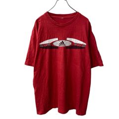 90~00s ADIDAS red logo & line tee - メルカリ
