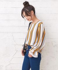 ストライプシャーリングブラウス　メーカー希望小売価格4,800円