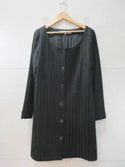 KATHARINE HAMNETT LONDON キャサリンハムネットロンドン ノーカラージャケット コート 長袖 ひざ丈 ストライプ柄 ブラック Mサイズ