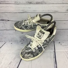 アディダス★スタンスミスW【23.0/灰系×白】ローカットスニーカー/キャンバス/総柄プリント/ボタニカル/adidas/Stan Smith◆C-174
