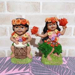 ヴィンテージ　ハワイアン　フラ人形　フラダンス人形 二体セット フラダンス人形(ボビングドール)2体セット - メルカリ