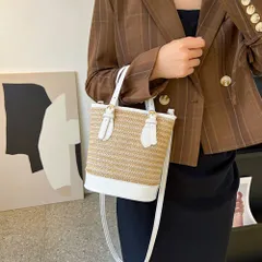 【４色】ストローバッグ ショルダー おしゃれ★2WAY かごバッグ レディース