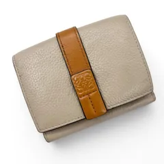 LOEWE ロエベ 三つ折り財布 ニミ財布 コンパクトウォレット  アナグラム ベージュ バイカラー レディース