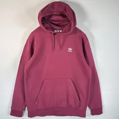 古着 アディダス adidas パーカー ワンポイントロゴ刺繍 トレフォイル 大きいサイズ プルオーバー 2XO バーガンディー メンズ