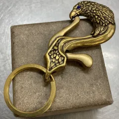 真鍮製カラビナ　イーグルキーリング　キーフック　鷹モチーフデザイン