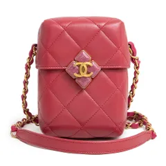 シャネル マトラッセ ココマーク ボックス チェーン ショルダーバッグ 斜め掛け ラムスキン レザー ピンク アンティークゴールド金具 AS2635 CHANEL（未使用　展示品）