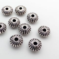＊40個＊ スペーサービーズ かぼちゃ 約5.3mm アンティークシルバー 合金製 メタルビーズ bz046s