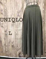 【美品】UNIQLO ユニクロ ロング スカート カーキ プリーツ  レディース ボトムス L