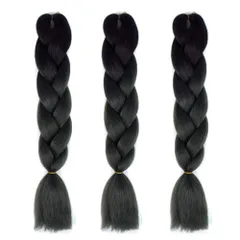 エクステンション 3本セット ウィッグ ブレイズ 編み込み グラデーション 三つ編み ヘアアクセサリー 盛りアップ 30色 つけウィッグ かつら 毛束 ウィッグ つけ毛 ヘアアクササリー Feibin ヒップ ホップ レゲエ ダンス ヘアアレンジ (11#ブラ