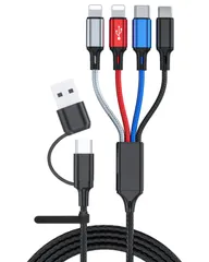 【在庫処分】USBに対応 2メートル、複数のデバイスに対応した充電ケーブル、iPhone、USB-C、Micro - マルチ充電ケーブル マルチエンドusbケーブルは2.4Aの高速充電をサポートし、USBおよびUSB-C電源アダプタをサポートします 【3本セッ