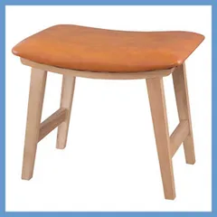 （２脚セット）天然木（アッシュ）のトロペスツール（クッション座面：ソフトレザー）「W48×D33×H42cm」No.790／キャメル