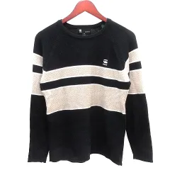 ジースターロウ G-Star RAW ニットセーター ラウンドネック ボーダー 長袖 XS 黒 ブラック /AUのサムネイル