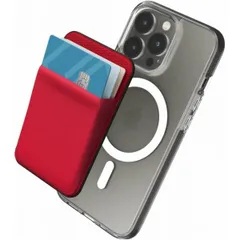 Magsafe 対応 スマホカードケース、滑り止めシリコンパッド Red