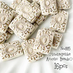 ♡no.885ヴィンテージ風スクエアビーズ♡秋冬レトロアンティーク大ぶり大人