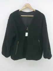 ■ w closet リバーシブル ボア ジップ 中綿ジャケット サイズF ブラック レディース E  【1302060012139】