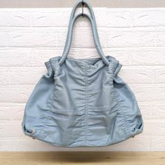 FURLA フルラ ギャザー 本革 レザー ラージ ハンドバッグ スカイブルー