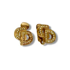 Christian Dior クリスチャンディオール　ラインストーン　CDロゴ　イヤリング　ワンポイント　ヴィンテージ