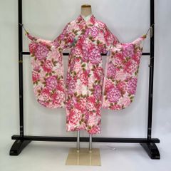 二尺袖 単品 卒業式着物 ピンク 裄68cm Lサイズ  袴用着物 化繊 中古 4567