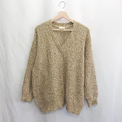 ◇ ⊇ earth music&ecology Vネック 長袖 ニット セーター サイズF ブラウン系 レディース E  【1410290046746】