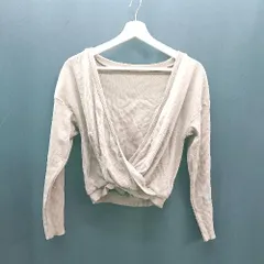 ◇ Audrey and John Wad 切り返し Vネック ニット ストレッチ シンプル 長袖 カットソー サイズF ブラウン レディース E  【1308290052655】