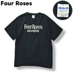 古着 フォアローゼズ Four Roses BOURBON ギルダン GILDAN 企業ロゴ プリント Tシャツ 半袖 クルーネック トップス カットソー バーボン ウィスキー アメカジ ストリート L ブラック メンズ