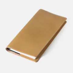 かばん屋さんの手作り本革レザーブックカバー★ほぼ日WEEKS対応★キャメル★手帳ノートなどに