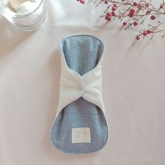 【布ナプキン】無添加コットンフランネルとコットンリネン くすみブルー無地 23cm 6層仕立て 1枚