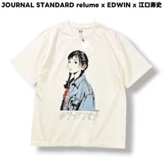 【新品未使用】 【タグ付き】 ジャーナルスタンダード レリューム JOURNAL STANDARD relume x エドウィン EDWIN 江口寿史 ＃ジーパン女子 イラスト プリント Tシャツ クルーネック カットソー L ホワイト レディース ♪