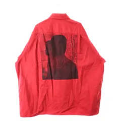 RAF SIMONS (ラフシモンズ) 22AW Oversized Denim Shirt With Leather Patch オーバーサイズ デニムシャツ 長袖シャツ レッド 香港限定カラーのサムネイル