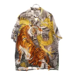 アロハ＋ボーリングシャツハンドメイド和柄「龍虎」