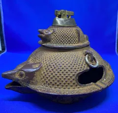 根付　アンティーク　日本昔話　分福茶釜　狸　置物　骨董　飾り物根付　古美術品 陶器製 ぶんぶく茶釜たぬき人形貯金箱 日本昔話 昭和レトロ感
