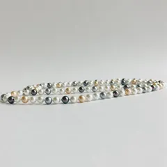 ガラスパールmixカラーオールノットオペラネックレス/6mm約80cm/タヒチxホワイトmix/R/made in japan