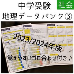 地理セット改　中学受験　 暗記カード　データバンク 　予習シリーズ　サピックス 地理データバンク③ 第二次産業 3枚セット 中学受験 - メルカリ