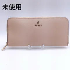 FURLA フルラ 未使用 CAMELIA カメリア ラウンドファスナー ジッピーウォレット 長財布 メタルロゴ ライトピンク 春財布 保存袋 箱付き