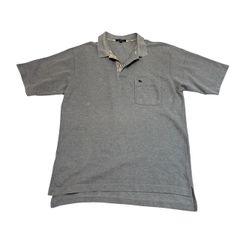 中古 バーバリーロンドン BURBERRY LONDON 半袖ポロシャツ クリーニング済み グレー ノバチェック柄 メンズ 大きいサイズ２L