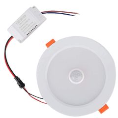 【特価商品】バルコニー ポーチ バスルーム 廊下 低消費電力 倉庫 高輝度 高感度 屋内用照明 埋め込み式 人感センサーライト 12W ダウンライト 階段ライト AC85-265V(ウォームホワイト) 天井ライト