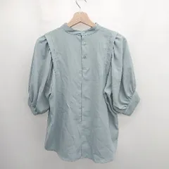 ◇ ⊂ N. エヌドット スタンドカラー 長袖 ブラウス カットソー サイズM ブルー系 レディース E  【1505290016674】